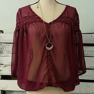 Ultra Pink XL Sheer Blouse